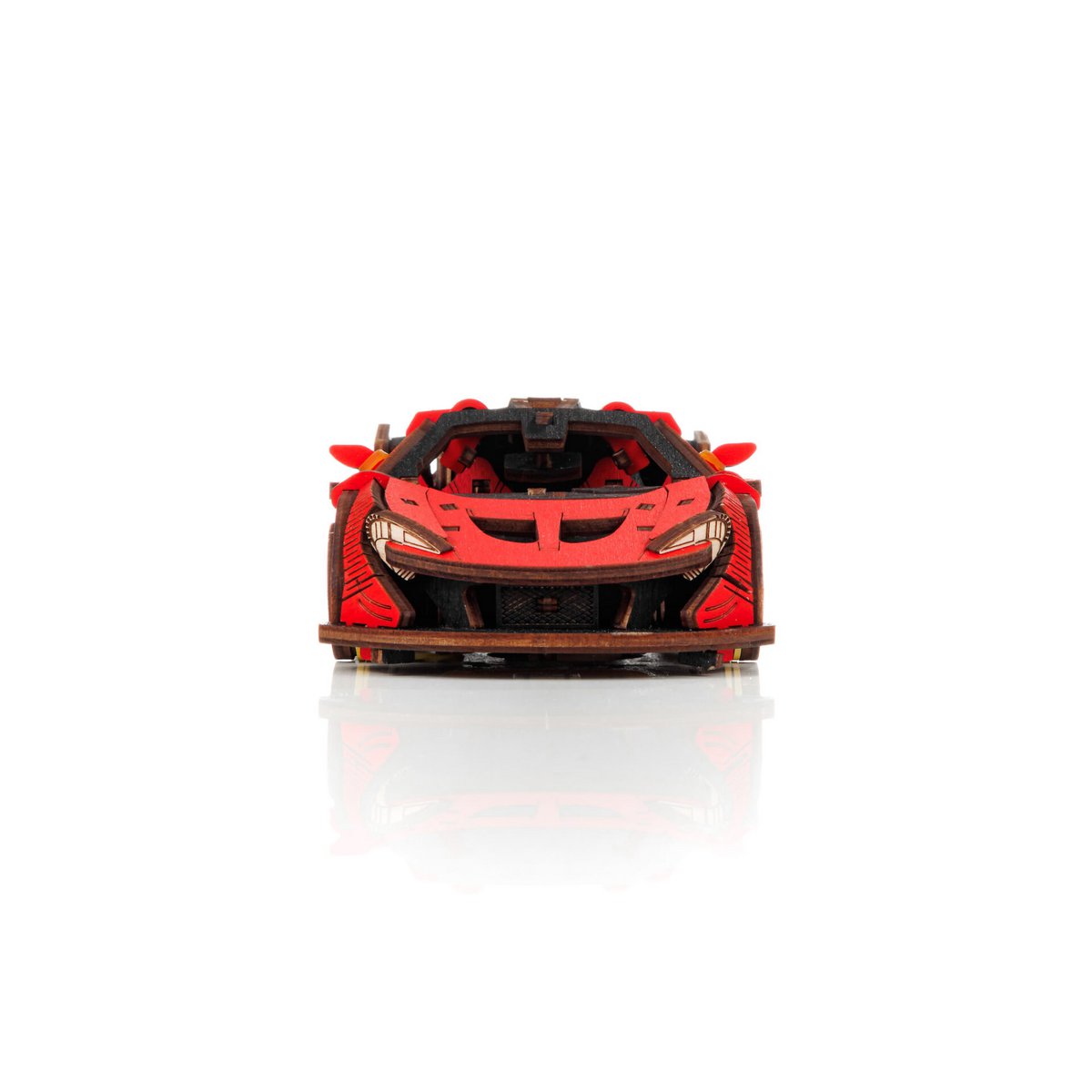 Eco Wood Art (Ewa) Diy 3D Mechanical Model Racing Car Red, 4073, 21X9,5X5,7Cm