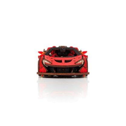 Eco Wood Art (Ewa) Diy 3D Mechanical Model Racing Car Red, 4073, 21X9,5X5,7Cm