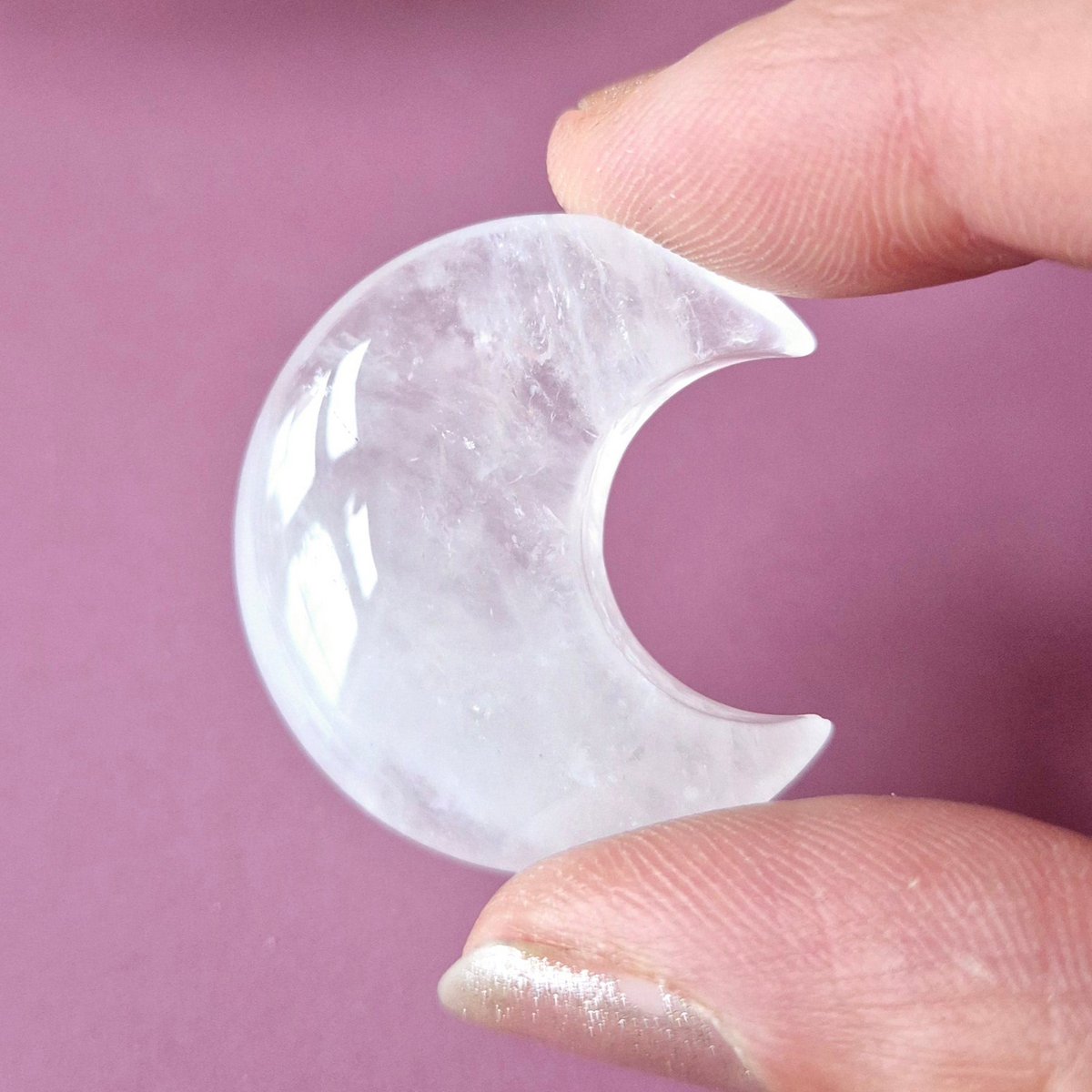 Edelsteen Maan 3Cm Bergkristal – Handsteen Worrystone Zorgensteen Palmsteen Spiritueel Cadeau