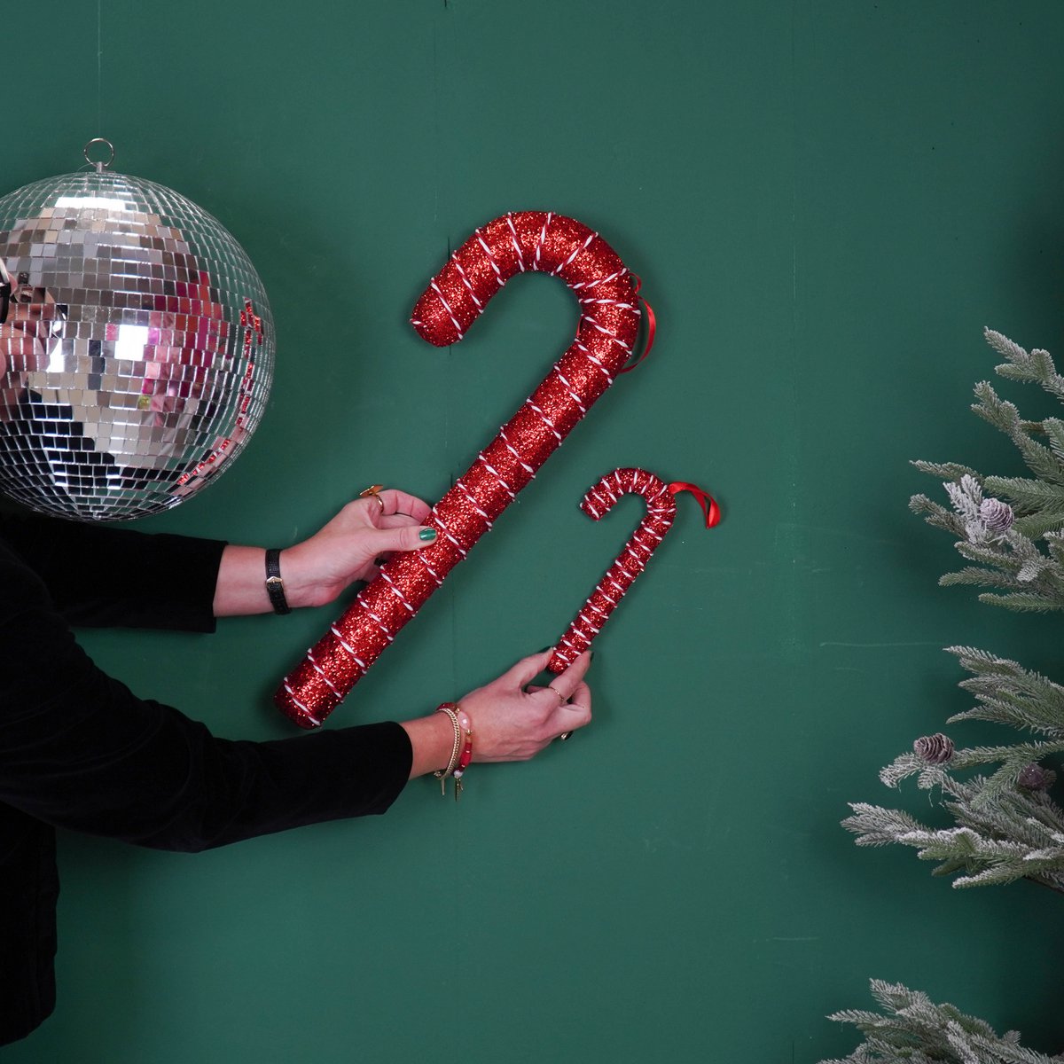 Kerstdecoratie - Zuurstok - Schuim - Rood - 52Cm