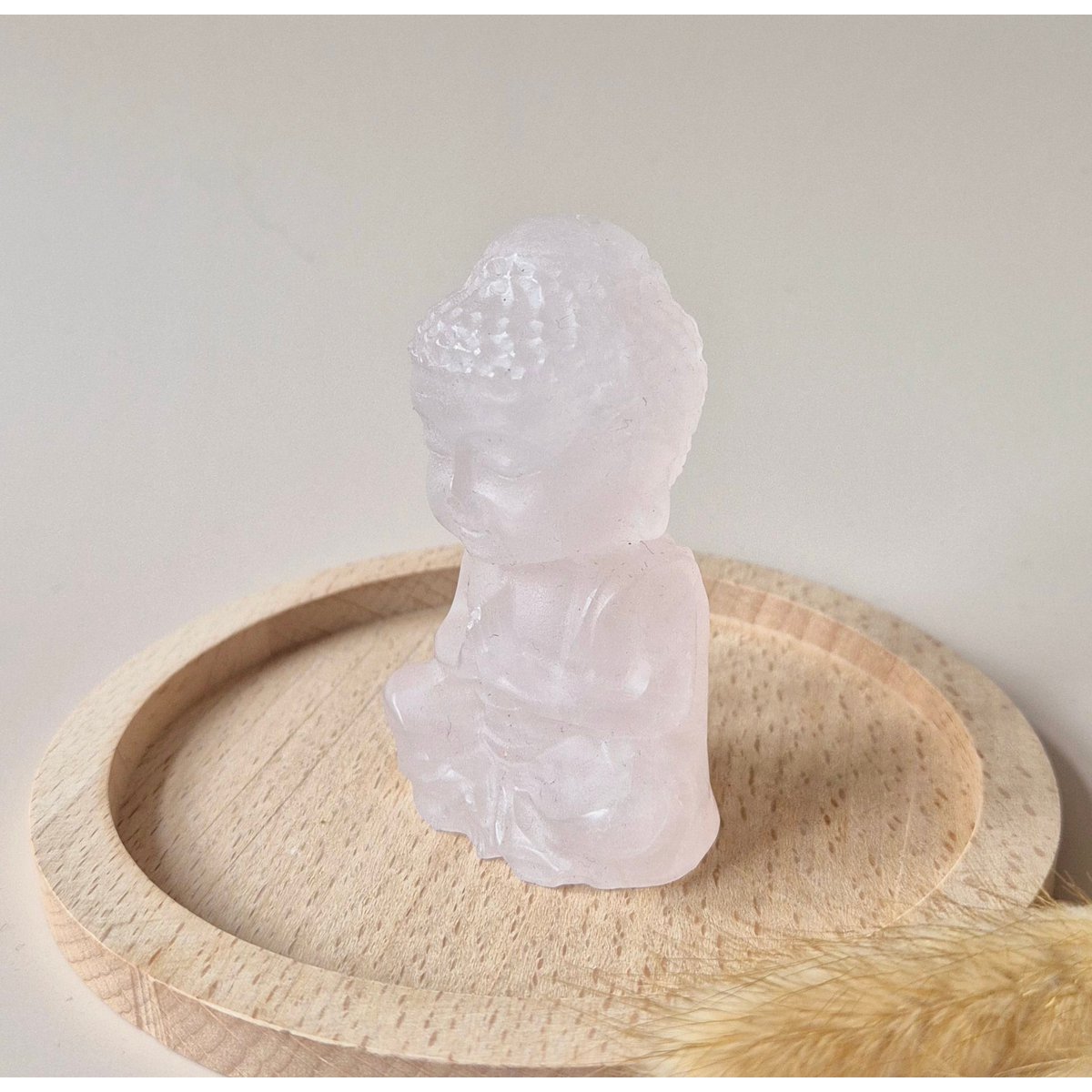 Edelsteen Rozenkwarts Buddha 8Cm