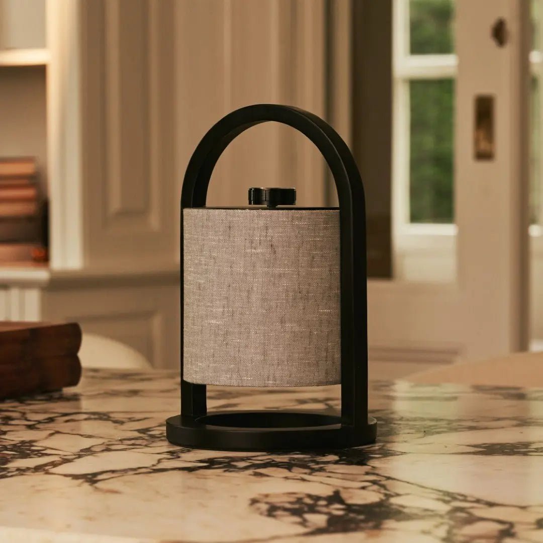 River Zwart En Grijze Houten Oplaadbare Lamp