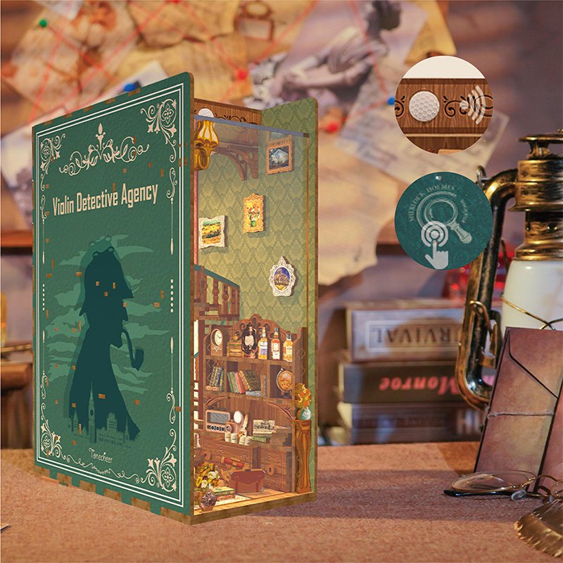 Tonecheer, Diy Book Nook, Violin Detective Agency Inclusief Dust-Cover, Tq117, 18X9,8X24,5Cm