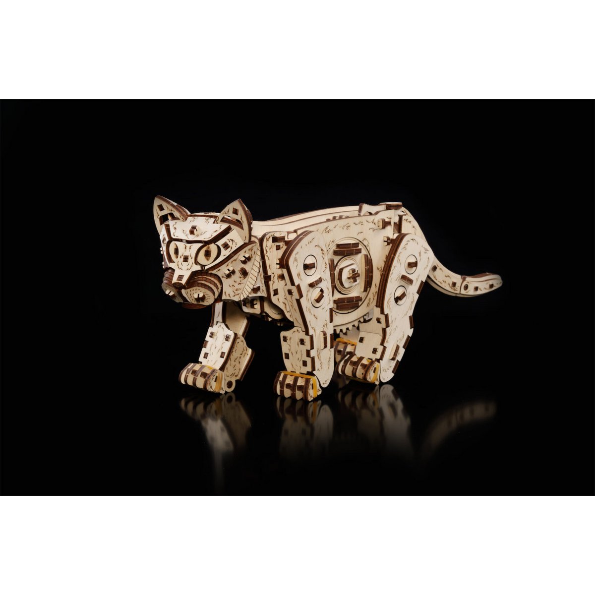 Eco Wood Art (Ewa) Diy 3D Mechanische Houten Puzzel, Kitten, 3830, 35,1X8,4X14,5