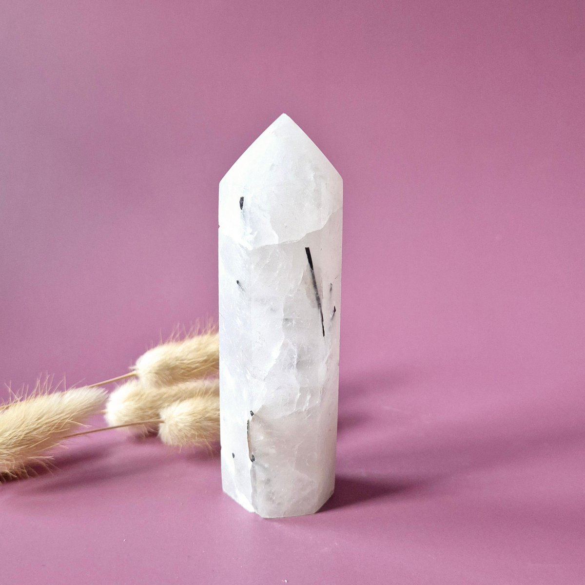Edelsteen Zwarte Toermalijn In Kwarts Toren (8–10 Cm) Beschermend • Zuiverend • Balancerend