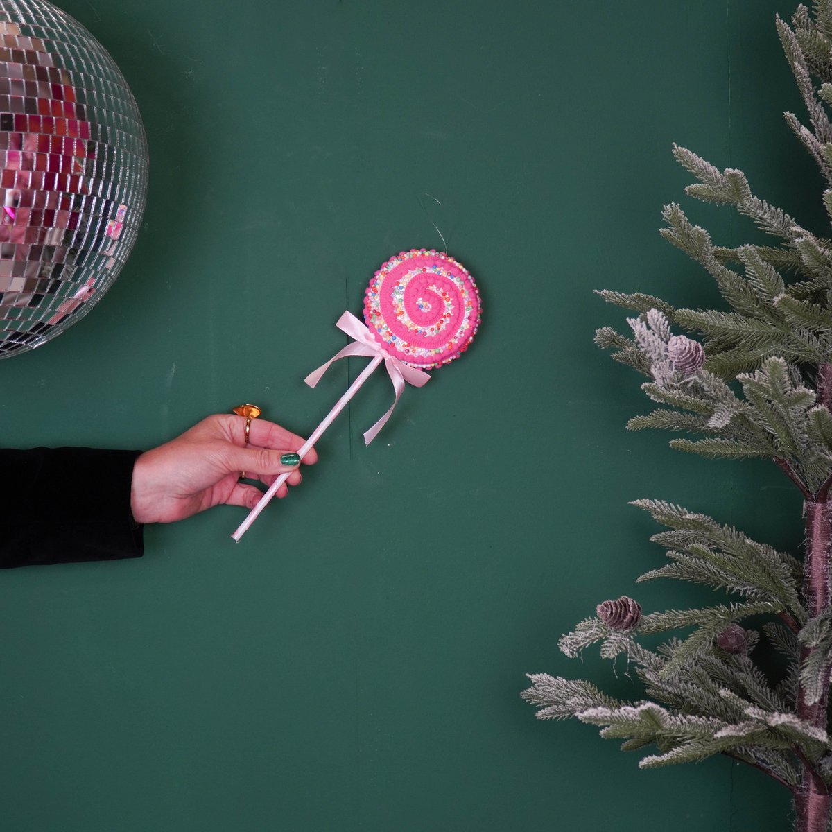 Kerstdecoratie - Lolly Pop - Foam - Roze/Geel - 10X29Cm