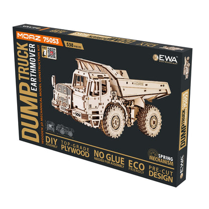 Eco Wood Art (Ewa) 3D Houten Bouwset, Dumptruck-Earthmover Moaz 75053, 4226, 33,6X15,4X14,9Cm