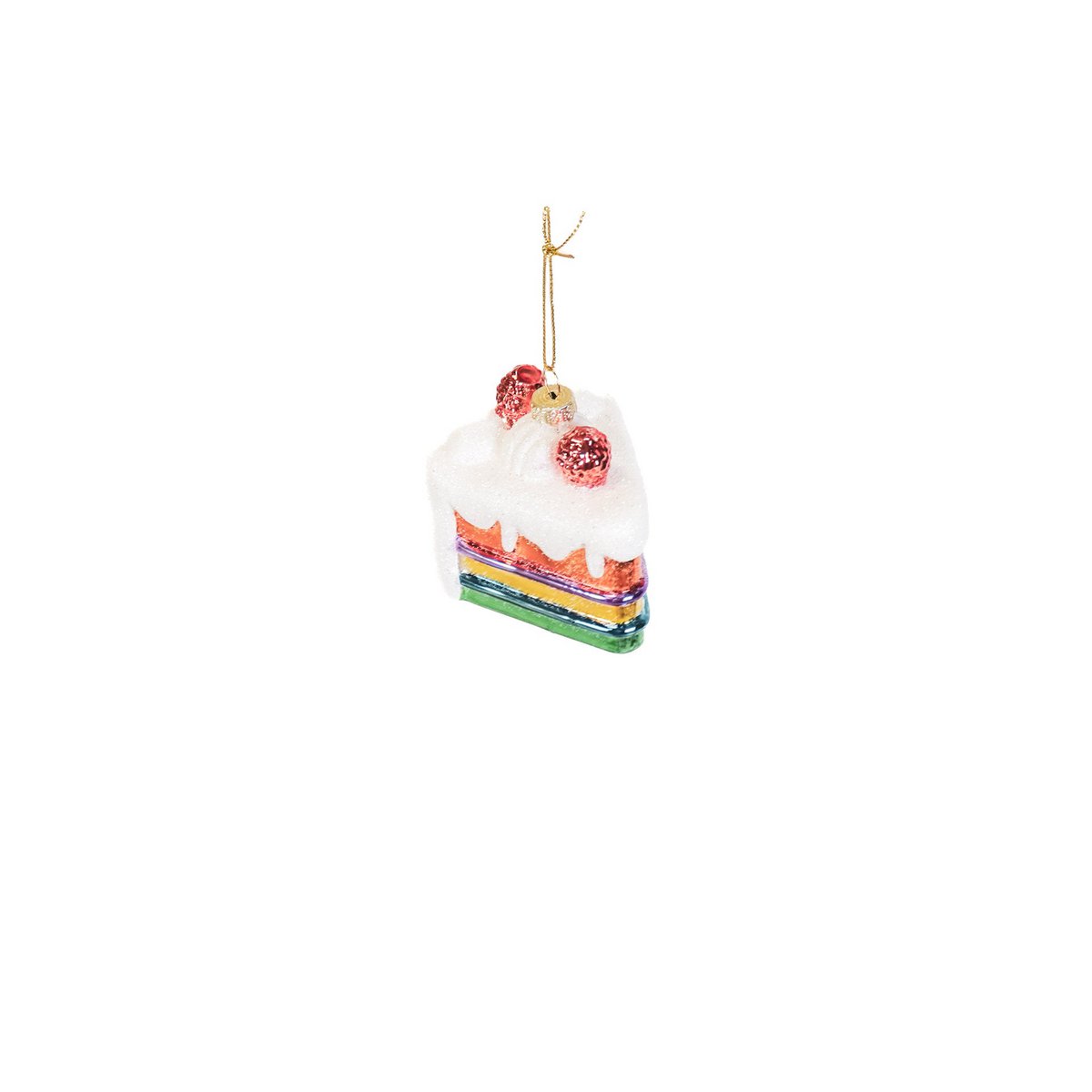 Ornament Kersthanger - Stuk Taart - Glas - 7,5X6,5X7,5Cm
