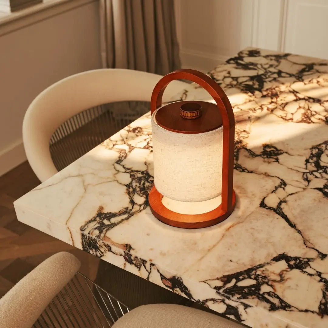 Rivierkastanjebruine Houten Oplaadbare Lamp