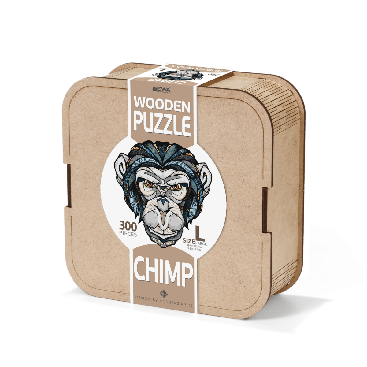 Eco Wood Art (Ewa) Houten Legpuzzel Chimpansee/Chimp, 3496, Size L, 39,7X39,2X0,4Cm