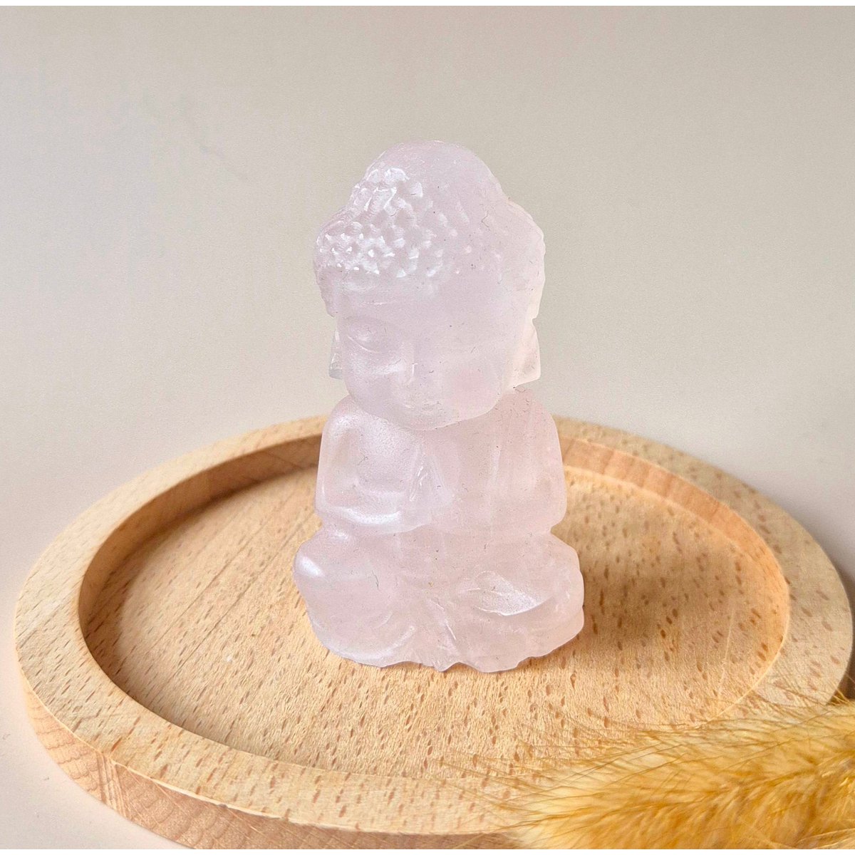 Edelsteen Rozenkwarts Buddha 8Cm