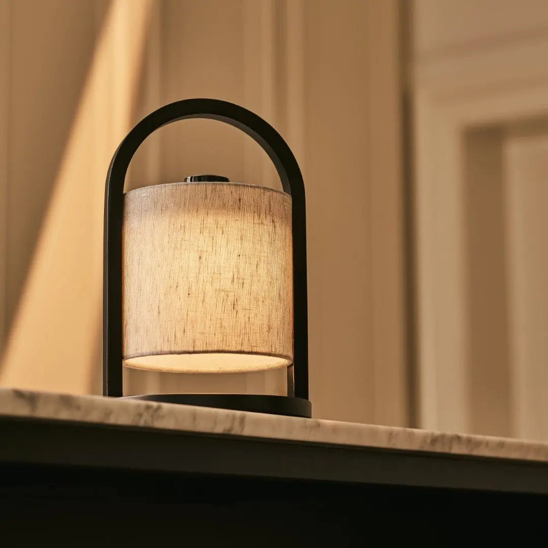 River Zwart En Grijze Houten Oplaadbare Lamp