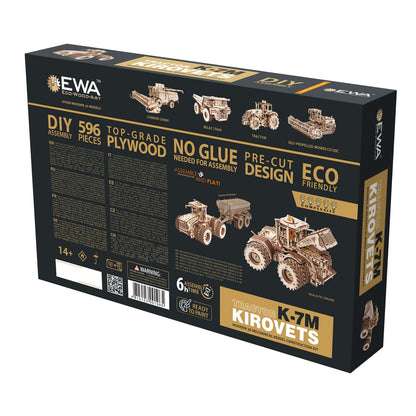Eco Wood Art (Ewa) 3D Mechanische Puzzel, Tractor K-7M, 1065, 35,6X22,8X20Cm