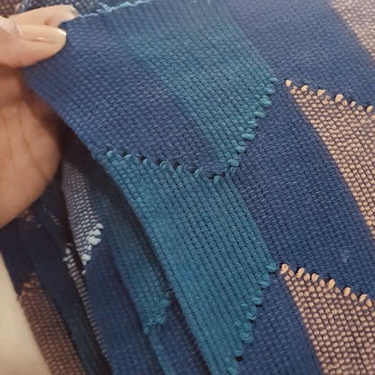 Luna-Leena Make-Up Tasje - Blauw - Geweven Dhaka Katoen - Handgemaakt In Nepal