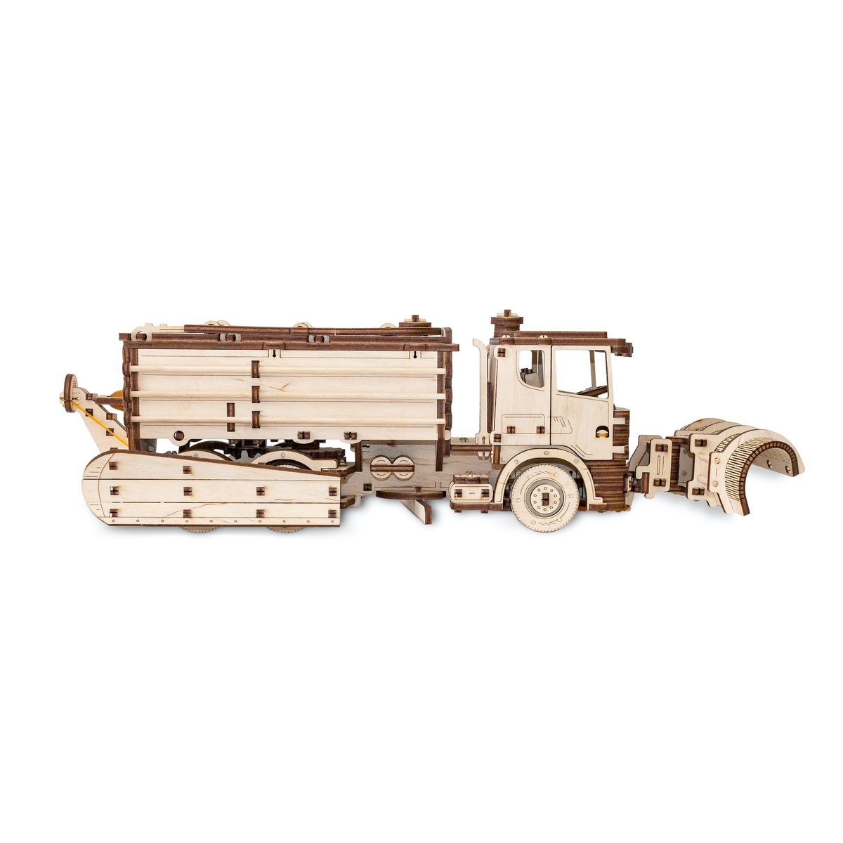 Eco Wood Art (Ewa) 3D Mechanische Houten Puzzel, Snowtruck, 402, 40X14,1X14,8Cm