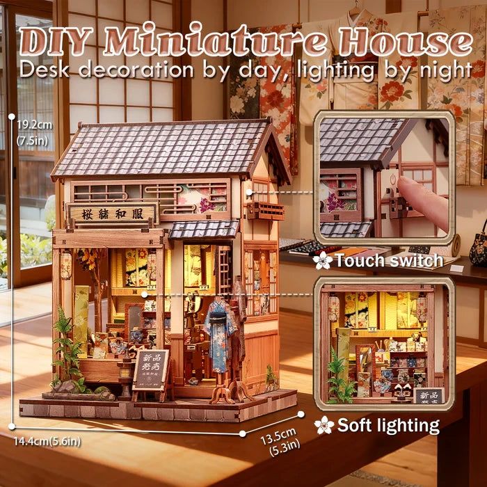 Cutebee, 3D Diy Huisje, Sakura O Kimono Shop, Cwgc223, 14X13X19Cm