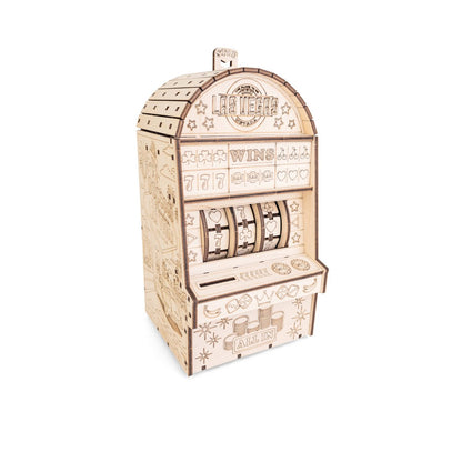 Eco Wood Art (Ewa) Diy 3D Mechanische Houten Puzzel, One-Armed Bandit (Met Spaarpot), 4585, 13,6X11,7X25,3Cm