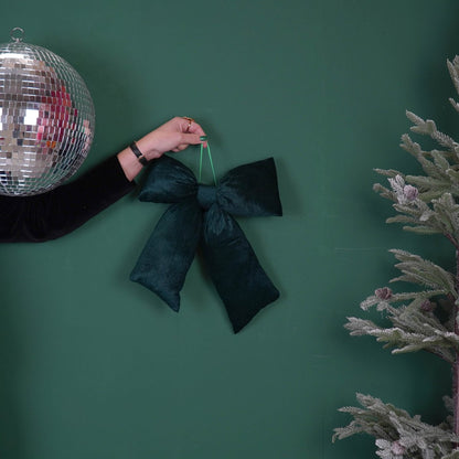 Kerstdecoratie - Strik - Groen - Fluweel - 32X40Cm