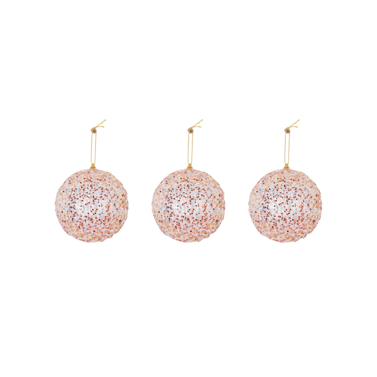 Kersthangers- Kerstballen- Schuim- Roze Glitter -S3- 10Cm