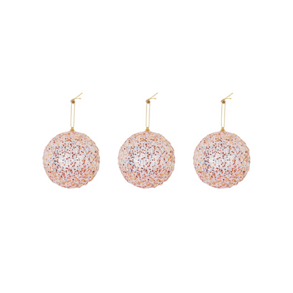 Kersthangers- Kerstballen- Schuim- Roze Glitter -S3- 10Cm