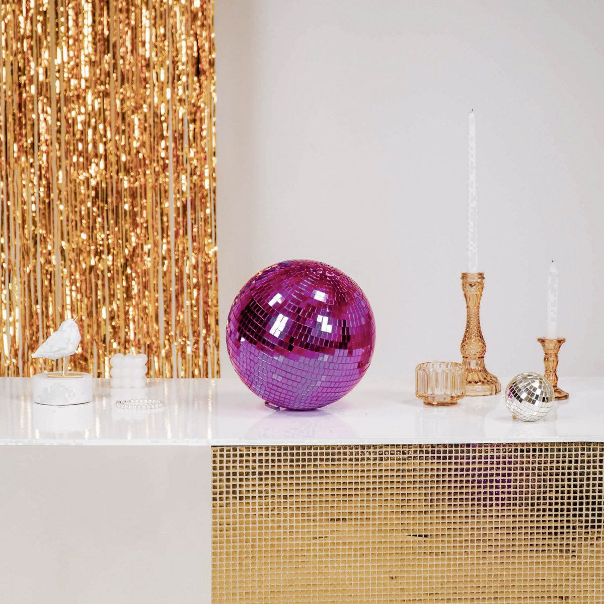 Kerstdecoratie - Kersthanger - Discobal - Foam - Roze - 25X25X25Cm