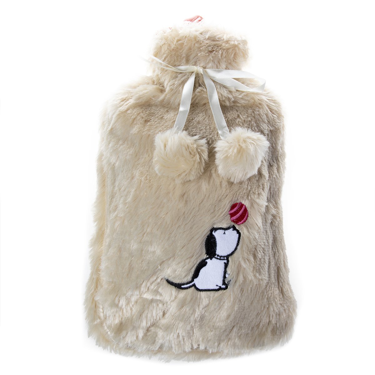 Biggdesign Dogs Beige Warmwaterkruik Met Zachte Pluche Hoes 68 Oz