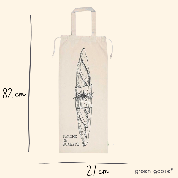 Green-Goose Katoenen Broodzak Xxl - 27X70 Cm - Creme