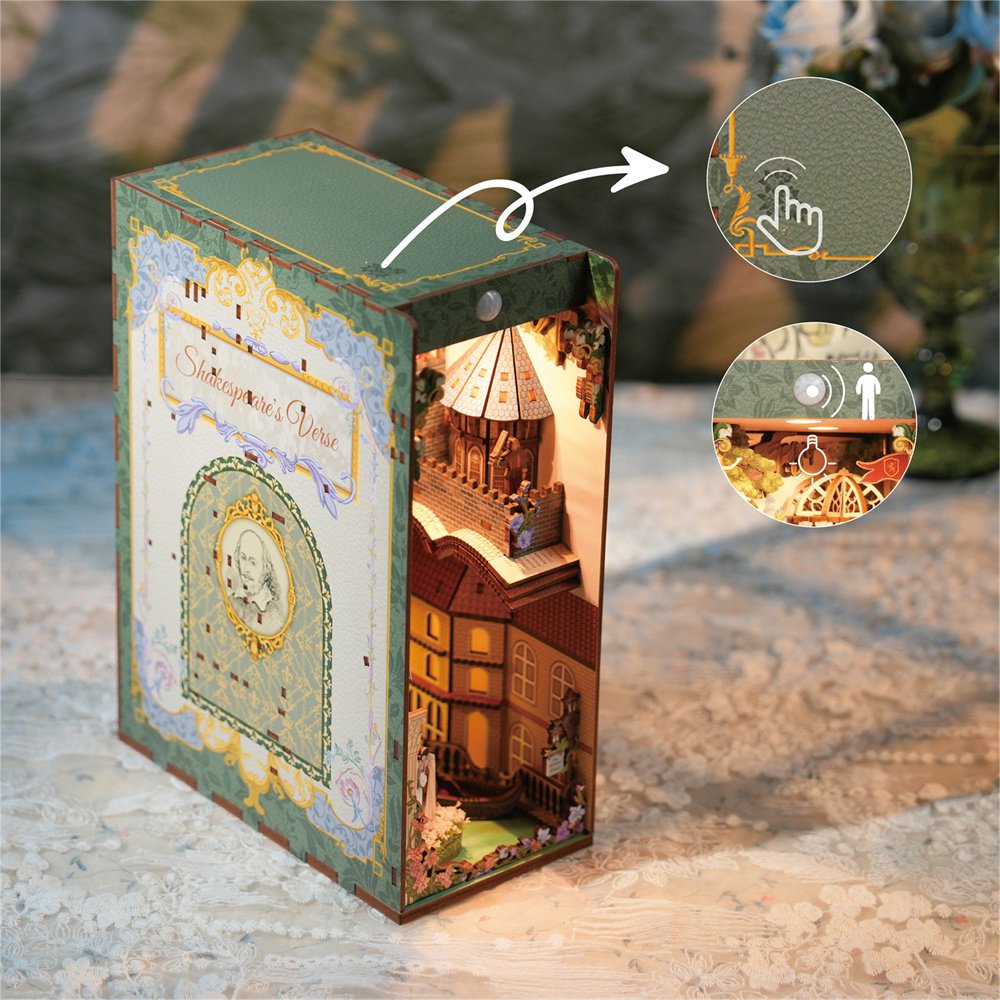 Tonecheer, Diy Book Nook, Shakespear's Verse Inclusief Dust-Cover, Tq129, 18X9,8X24,5Cm