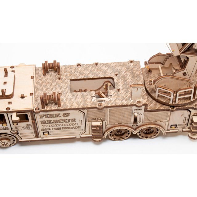 Eco Wood Art (Ewa) Mechanische Puzzel Firetruck, 1409, 37,8X9,8X12,2Cm