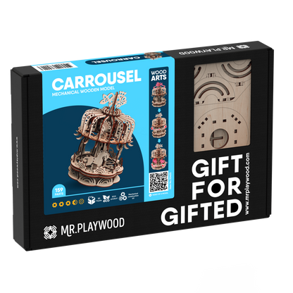 Mr. Playwood 3D Houten Puzzel Carousel, 10403, 25X25X32Cm