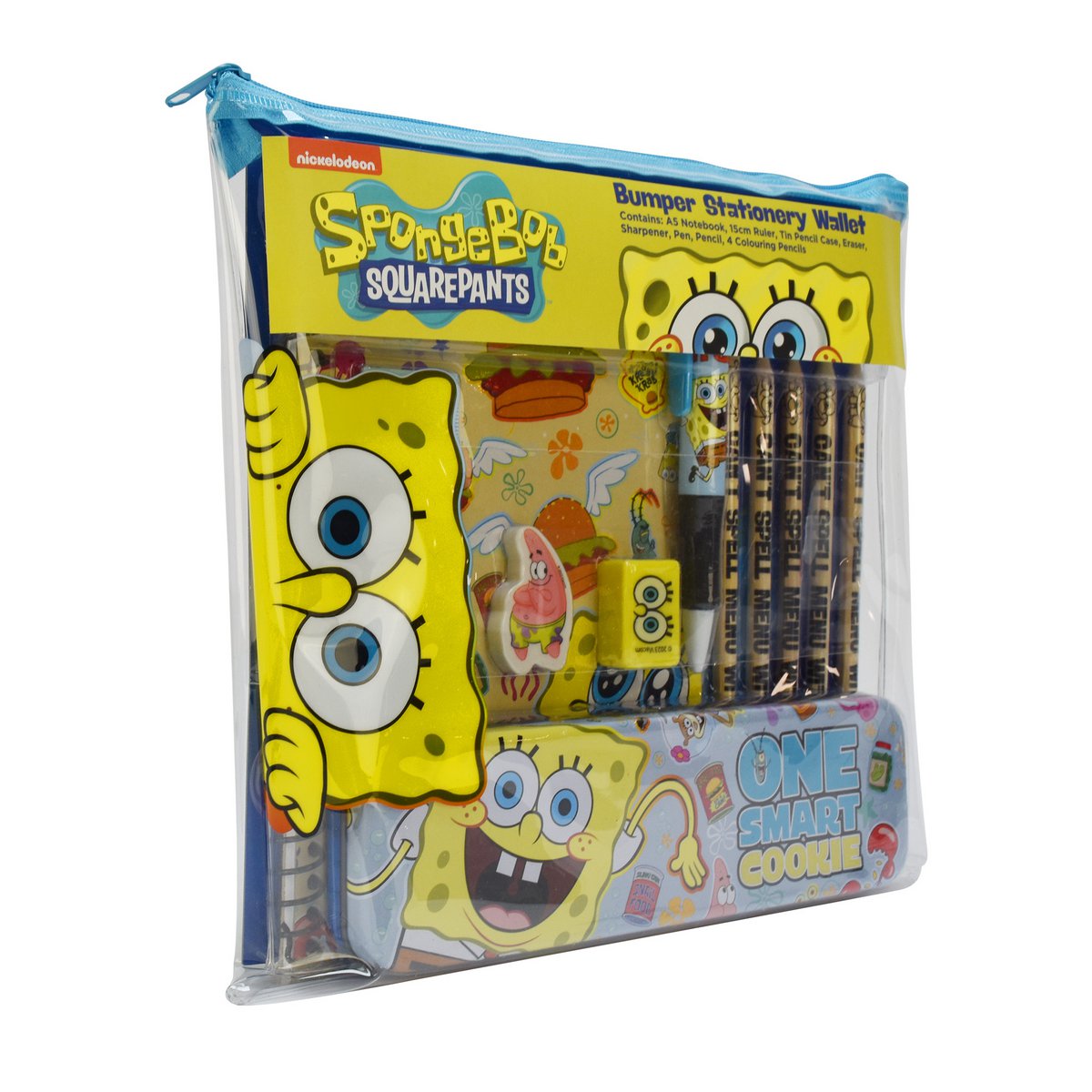 Spongebob Squarepants Schrijfset, 11-Delige Schrijfset Met Pennen, Gummen, Liniaal Enz., Ideaal Cadeau-Idee Voor Alle Spongebob-Fans