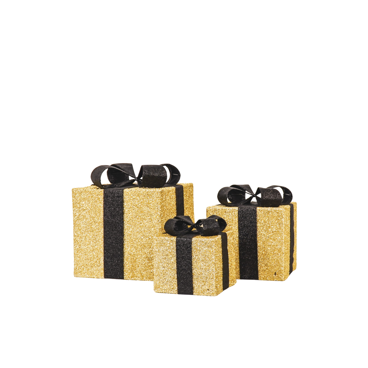 Led Kerstcadeau - S3 - Polysterene - Goud/Zwart -15/20/25Cm