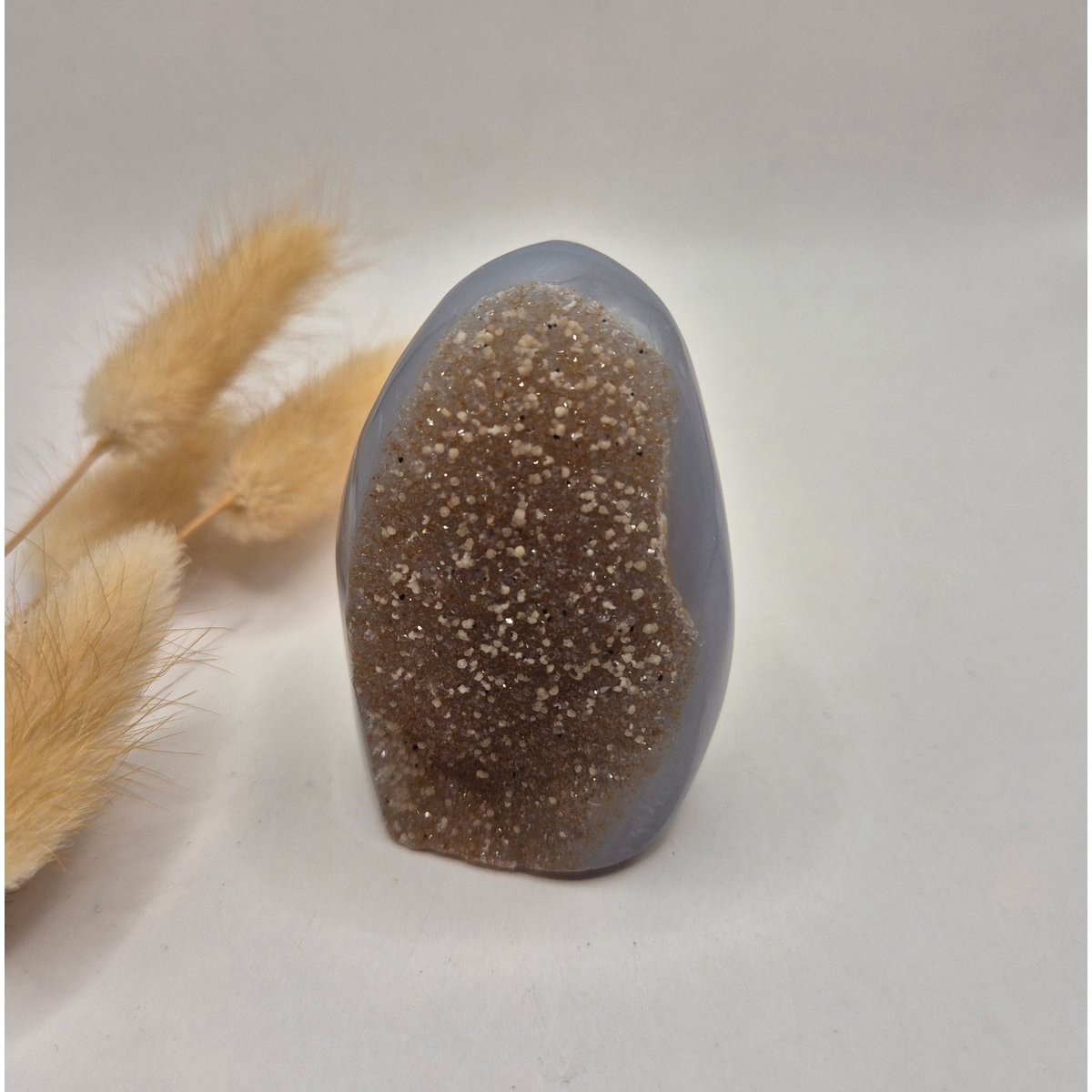 Druzy Grijze Agaat Freeform / Staande Edelsteen Kristal - #17 127G