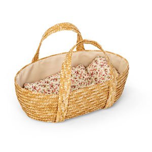 Rieten Poppenreiswieg / Mozes Mandje Met Bedsetje 35Cm