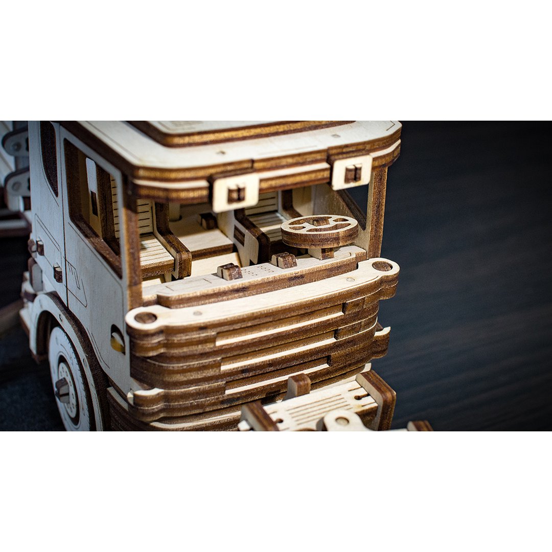 Eco Wood Art (Ewa) 3D Mechanische Houten Puzzel, Snowtruck, 402, 40X14,1X14,8Cm
