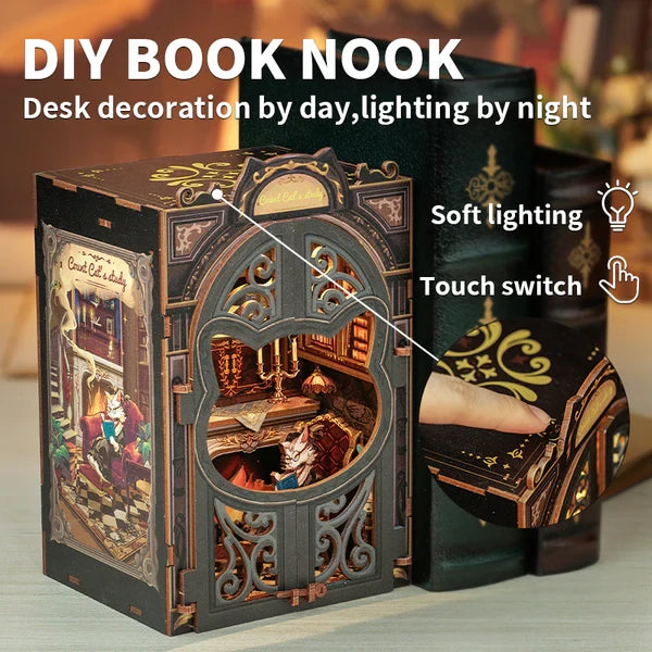 Cutebee, 3D Booknook, Count Cat's Study, Sd03B, 11,8X10X17Cm