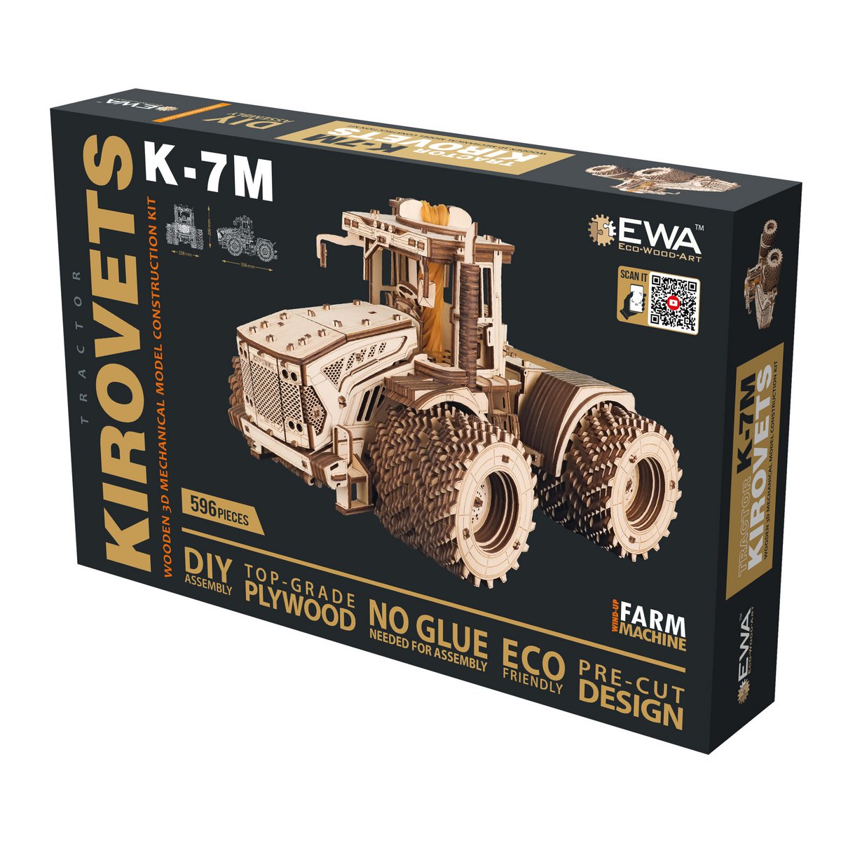 Eco Wood Art (Ewa) 3D Mechanische Puzzel, Tractor K-7M, 1065, 35,6X22,8X20Cm