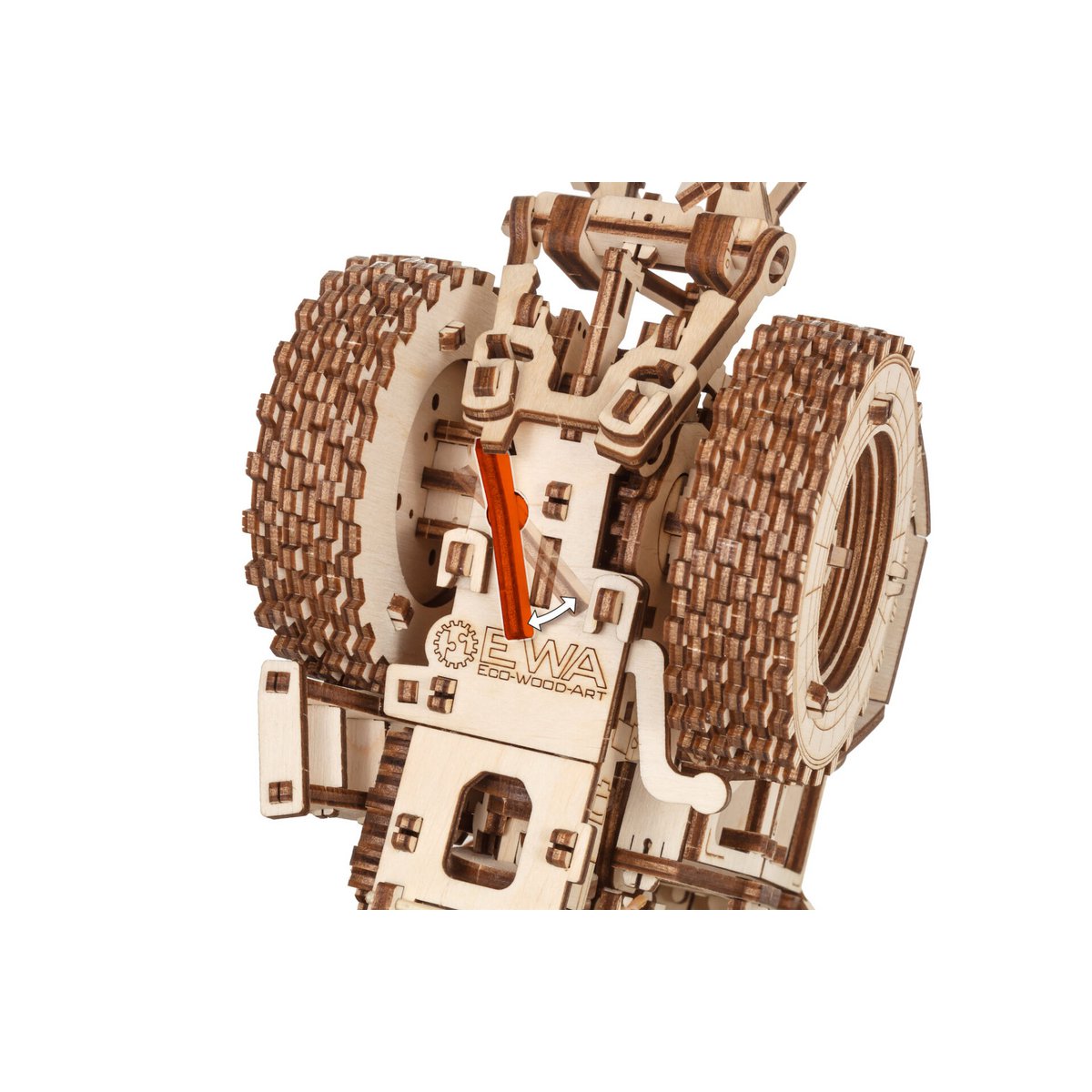 Eco Wood Art (Ewa) 3D Mechanische Puzzel Tractor Belarus 82.3 Met Ploeg (Plow), 3892, 36,2X11,8X15,6Cm