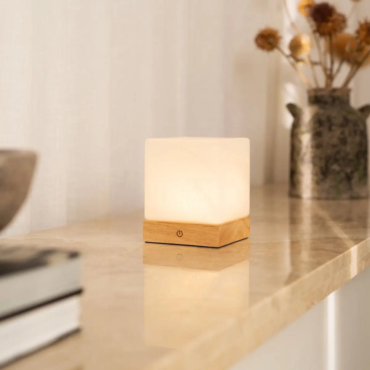 Yce Lichtbruine Oplaadbare Houten Lamp
