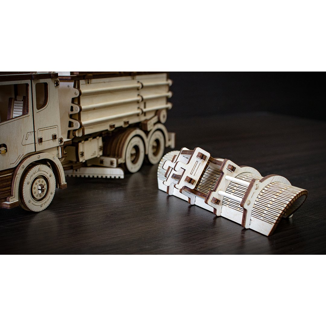 Eco Wood Art (Ewa) 3D Mechanische Houten Puzzel, Snowtruck, 402, 40X14,1X14,8Cm