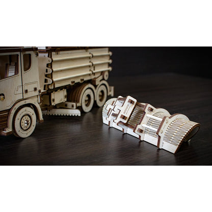 Eco Wood Art (Ewa) 3D Mechanische Houten Puzzel, Snowtruck, 402, 40X14,1X14,8Cm