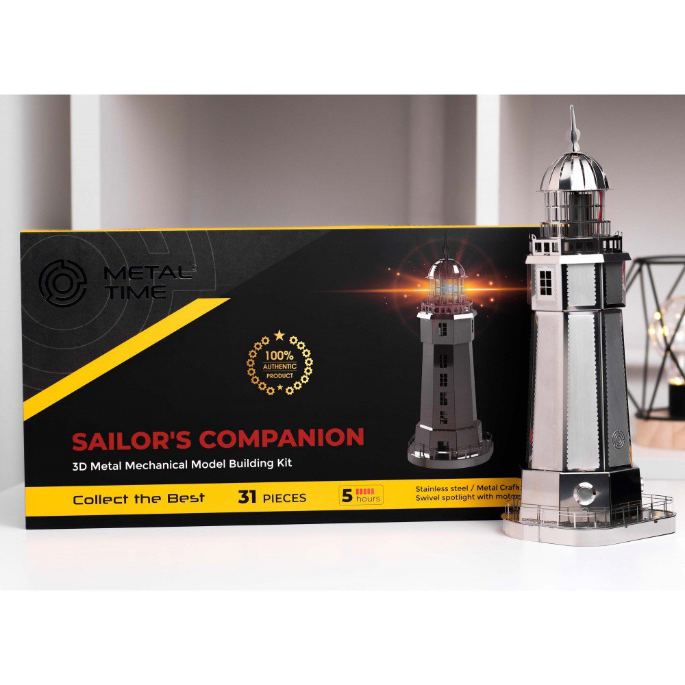 3D Metalen Bouwpakket, Sailors Companion Incl Led Verlichting, Metal Time, Mt002, 11X11X25Cm