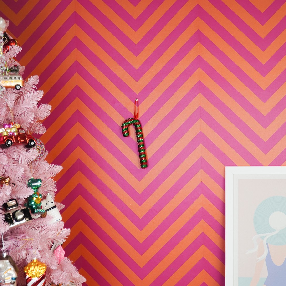 Kerstdecoratie - Zuurstok - Schuim - Groen/Rood - 21Cm
