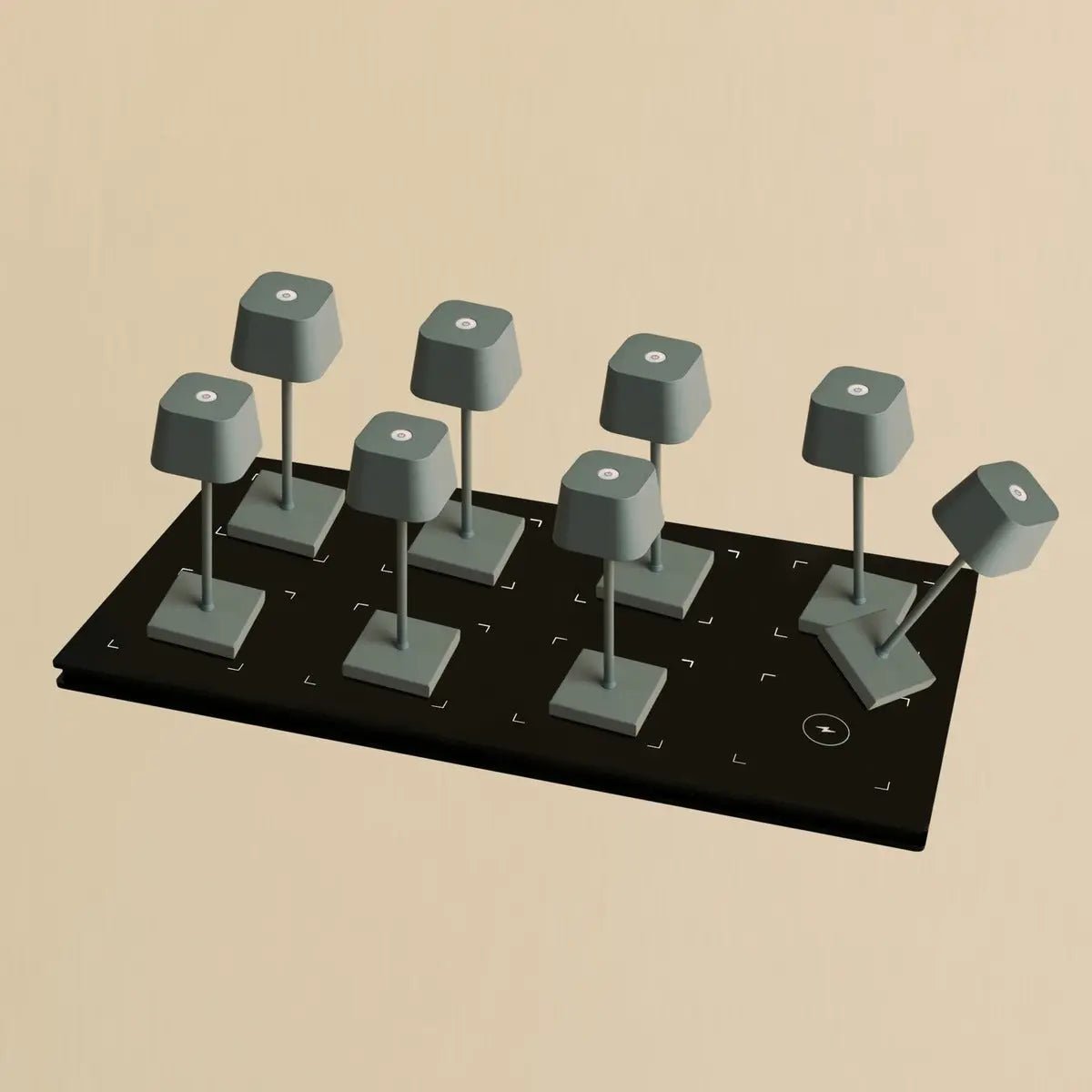 Combiset Professioneel | 8 X Sarphati Mini Mouse Grijs Oplaadbare Tafellampen & Oplaadstation