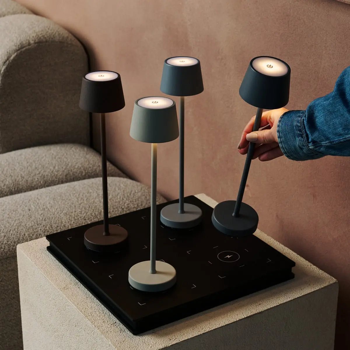 Vondel Mini Shadow Grey Rechargeable Lamp