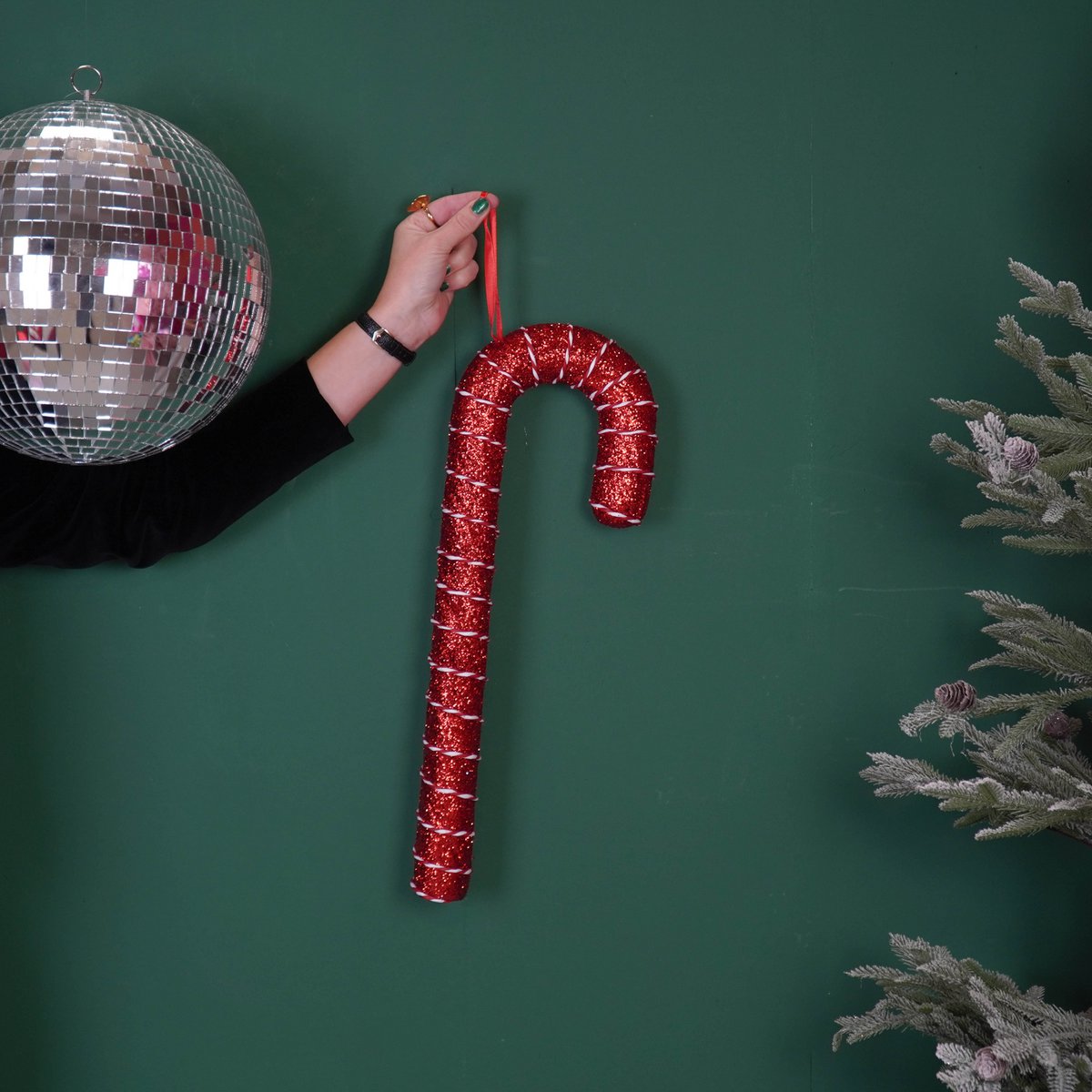Kerstdecoratie - Zuurstok - Schuim - Rood - 52Cm