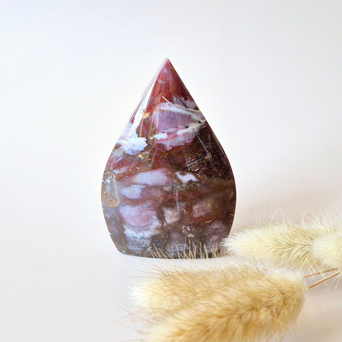 Ocean Jasper - Druzy Druppelvormige Drop Staande Edelsteen Kristal - A. 9X6Cm 219Gram Oceaan Jaspis