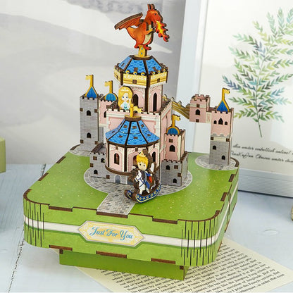 Tonecheer, Muziekdoosje, Diy 3D Houten Puzzel, Fairytable Castle, Tq062, 14X14X18,5Cm