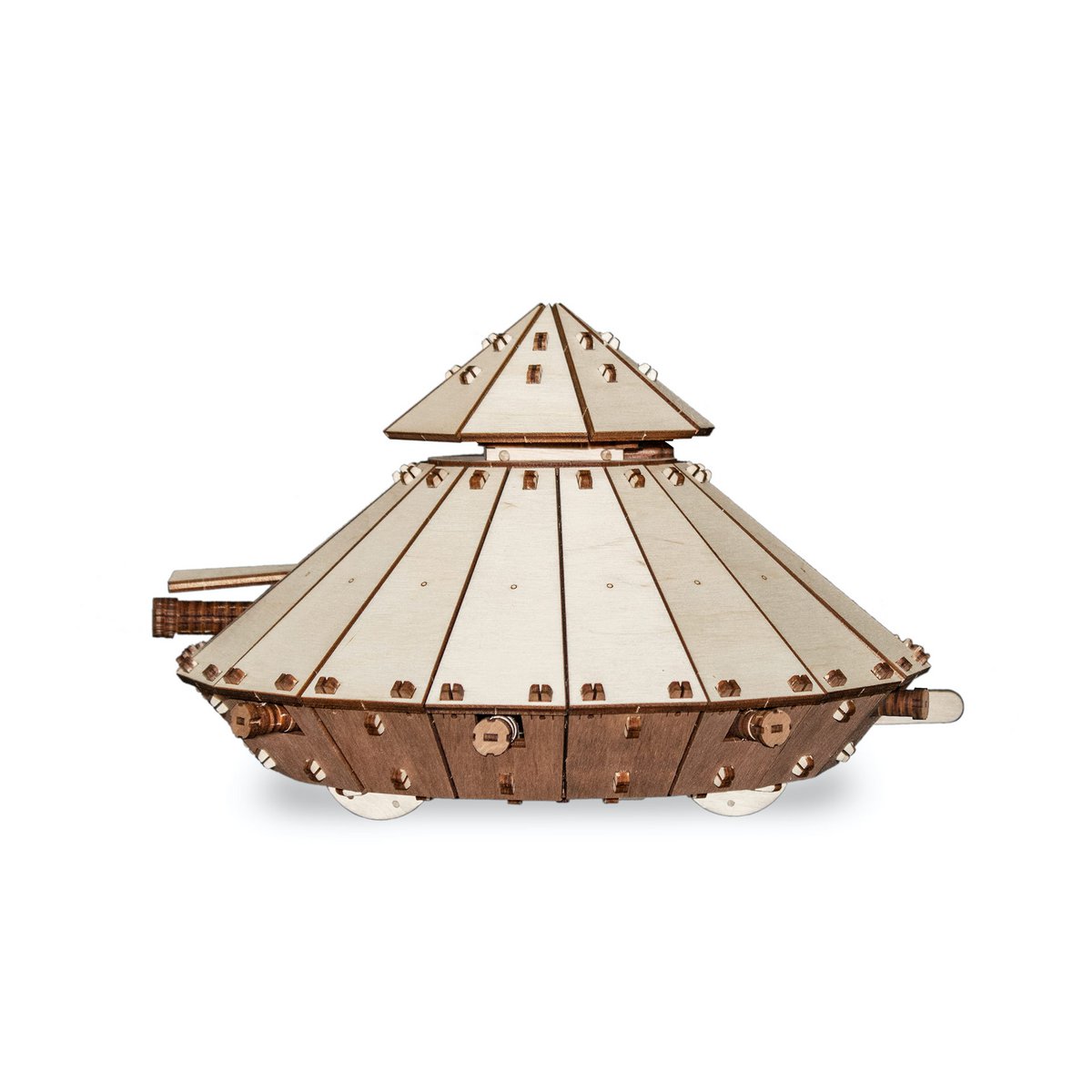 Eco Wood Art (Ewa) 3D Mechanische Puzzel, Da Vinci Tank, 716, 25,3X23,9X15,6Cm