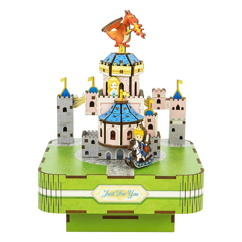 Tonecheer, Muziekdoosje, Diy 3D Houten Puzzel, Fairytable Castle, Tq062, 14X14X18,5Cm